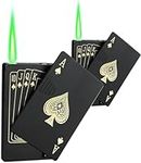 2 Pack Jet Torch Lighter Ace Card Lighter Green Flame Refillable Butane Lighter Ace of Spades Cool Lighter Adjustable Windproof Poker Lighter Playing Cards Pocket Lighter (Without Gas)