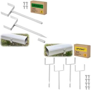 UPVONT 2x3 Downspout Extension Bracket (2 Pack) & 3x4 Downspout Extension Bracket (4 Pack), Gutter Downspout Holder Horizontal, Longer Downspout Anchor, Durable White Outdoor Coating Downspout Stake