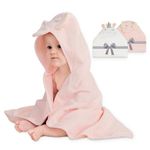 Viviland 2 Pack Hooded Baby Towels, Soft 100% Cotton Baby Bath Towels with Hood, Extra Thick and Absorbent, Essential for Newborns, Kids, Infants - Girls and Boys (Unicorn & Pink Elephant)