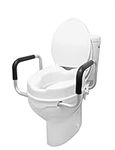 Pepe - Toilet Seat Riser with Handles (4"), Raised Toilet Seat with Lid, Elevated Toilet Seats for Seniors, Toilet Seat Raiser, Elongated Toilet Seat, Raised Toilet Seat with Arms White