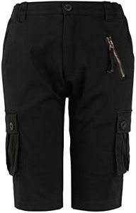 Women's Casual Cargo Shorts,Cotton Multi-Pockets Relaxe-Fit Twill Bermuda Cargo Shorts 1 Black 10