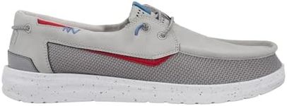 Hey Dude Welsh Grip Mix Light Grey/White Size 10, Men’s Shoes, Men's Slip-on Loafers, Comfortable & Light-Weight