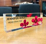 OOCLAS Personalized Name Plate for Desk, Desk Name Plates, Custom Office Decor Nameplate Sign | Personalized Gift Plaque| Succulents Design On Clear Acrylic Glass In Size 8 X 2.50 X 1.25 Inches