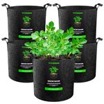 VIVOSUN 5-Pack 3 Gallons Grow Bags Heavy Duty Thickened Nonwoven Fabric Pots with Handles