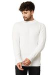 Kvetoo Men High Neck Full Sleeve Winter Woolen Sweater Color White Size Medium