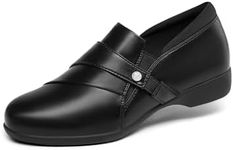 DREAM PAIRS Women Loafer Slip-on Dressy Comfortable Loafers Business Casual Work Office Loafer Shoes Faux Leather Round Toe with Arch Support,Size 11,Black,DWUMLS2530