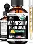 Magnesium L-Threonate Liquid Drops - 500mg Vegan Formula for Brain Health, Lemon Flavor, 60ML (2 fl oz) | Gluten-Free, Non-GMO