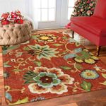 Lahome Red Floral 4x6 Washable Area Rugs - Christmas Rug Throw Soft Rug for Bedroom Non-Slip Rugs for Living Room, Paisley Print Fall Carpet Rug for Dinning Room Entryway Kitchen Office (4'x6', Red)