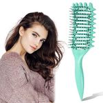 Curl Defining Brush, Curly Hair Brush for Women & Men, Curl Brush, Detangling Hair Brush for Dry & Wet Hair, Vented Hair Brush for Shaping Defining Curls Wet Hair（Green)