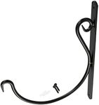 Home-X Iron Wall Hook, Heavy-Duty Iron Bracket for Hanging Plants, Outdoor Lights, Wind Chimes, Baskets, Bird Feeders, Outdoor or Indoor Decor, 13" L x 10" W x ½ H, Black