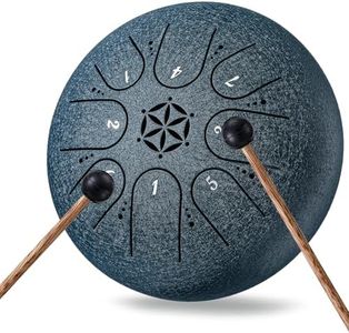 PUJONI Steel Tongue Drum 6 Inch 8 Notes, Hand Drums with Bag Mallets Music Book, Sound Healing Instruments for Musical Education Entertainment Yoga Chakra Gifts (Navy)