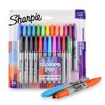 SHARPIE Electro Pop Assorted Fine Tip Permanent Marker for Precise Writing |Suitable for Multipurpose Usage| Smudge Free | Office Stationery Items | Pack of 24