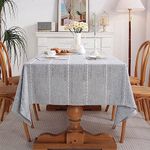 GSG Rustic Linen Table Cloth Boho Style Grey,Kitchen Dining Room Tablecloths for Rectangle Tables, Washable Wrinkle Resistant,54 x 54 inches