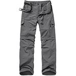 Jessie Kidden Hiking Walking Trousers Men,Quick Dry Convertible Lightweight Breathable Waterproof Outdoor Fishing Work Zip Off Cargo Pants #6088 Grey-40