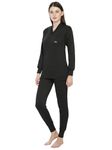 Lux Cottswool Women's Cotton Thermal V-Neck Set (Black, L- 90CM)