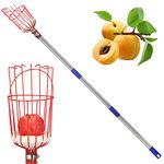 GLORYA Fruit Picker - 8ft Length Adjustable Lightweight Fruit Catcher Tool - Stainless Steel Apple Orange Pear Mango and Other Fruit Tree Picker Pole with Basket