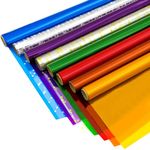 Cellophane Wrap for Gift Baskets, 34" X 10' Extra Large Transparent Colored Cellophane Wrap Roll 8 Colors, Cellophane Paper for Gift,Treat,Cookie,Flowers Bouquet,Florist,Floral,Candy Leis,Diy Crafts