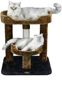 Go Pet Club - 23" Cat Tree Kitty Condo - Small Cat Tree with Two Elevated Perch Beds & Large Base - Cat Condos for Indoor Cats - Black/Brown