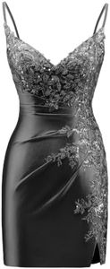 Satin Homecoming Dresses 2026 Beaded Lace Applique Hoco Dresses for Teens
