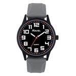 Ravel - Men's Black Cased Watch with Silicon Sports Strap and Highlighted Hour Markers - Analogue Quartz - RS003.13 - Grey