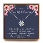 Ieftop Women's Cousin Gifts, 14K White Gold Plated Love Knot Necklace Cousin Gifts Cousin Birthday Gifts Cousin Necklaces Best Cousin Gifts Silver
