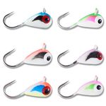 Bassdash Tungsten Ice Fishing Jigs with Glowing Paint Fishing Lures for Winter Ice Jigging Crappie Bluegill, 6-Pack, 5.0mm - 1/16 oz. - #12 Hook