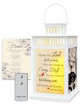 Memorial Lantern with Personalized Photo Frame Sympathy Gift for Loss of Loved One Memorial Gifts with LED Candle & Remote Control Funeral Gifts for Loss of Mother/Dad, White