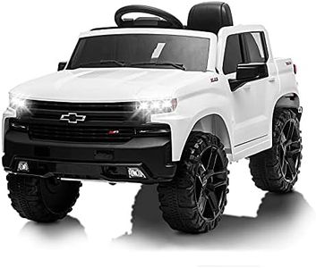 12V Ride on Car, Battery Powered Licensed Chevrolet Silverado GMC Kids Ride On Truck, Toddler Electric Vehicles Toys w/Remote Control, MP3/Bluetooth, Spring Suspension, LED Light (White)