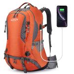 G4Free 50L Hiking Backpack Waterproof Daypack Outdoor Camping Climbing Backpack with Rain Cover for Men Women(Orange)