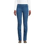 Lands' End Women's Starfish Mid Rise Pull On Knit Denim Straight Jeans, Medium Sea Blue, X-L Plus