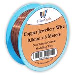 0.8mm Copper Jewellery Wire Tarnish Proof Brass Bendable Metal Wire for Jewellery Making Sculpting Modelling Crafts Wire Weaving & Wrapping (0.8mm - Copper - 20 Gauge - 1 Spool - 6 Meters)