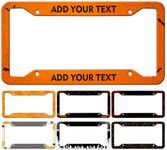 Halloween Pumpkin Series Personalized Custom Stainless Steel License Plate Frames 4 Holes License Plate Holders for Universal US Car 6x12 inches License Plate Covers with Screws Caps