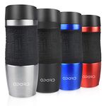 Opard Travel Coffee Cup Leakproof 350ml(12oz) Double-Walled Vacuum Insulated Travel Mug Reusable Stainless Steel Coffee Mug BPA Free for Men and Women(Silver)