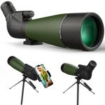 25-75X80 Spotting Scopes for Target Shooting - HD Spotter Scope with Tripod Carrying Bag & Smartphone Holder - BAK4 Waterproof Spotting Scope for Bird Watching Hunting Wildlife Viewing Green