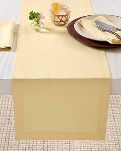Solino Home Linen Golden Straw Table Runner 156 Inches Long - 100% Pure Linen Extra Long Table Runner 14 x 156 Inch for Spring, Summer - Fete
