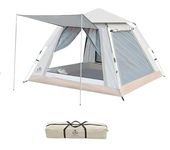 Outdoor Auto Tent Water-Resistant Portable Instant Big Bird Tent for 3-4 Person Tent (Beige)