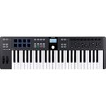 Arturia KeyLab Essential 49 mk3 MIDI Controller with 49 Velocity-Sensitive keys, 9 Encoders, 9 Sliders, 8 RGB Pads - USB-C, Midi Out, LCD Screen, Bundled Software and DAW Integration - Black