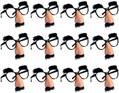 12 PCS Disguise Glasses with Funny Nose Funny Glasses with Eyebrows and Mustache Perfect Party Favors for Costume Halloween and Birthday Parties