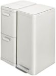 Caraway Slim Trash and Recycling Duo - Stainless Steel 13 Gallon Step Trash Can and 2-Drawer Recycling Bin - Stone