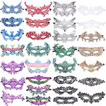 SIQUK Masquerade Masks, 30 Pcs Lace Masquerade Mask Venetian Masks Mardi Gras Mask for Halloween Party and Costumes, 9 Colors