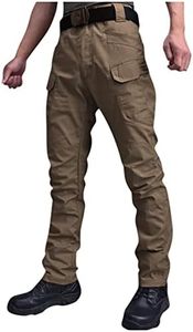 Military Cargo Pants for Men Hiking Fishing Security Stretchy Breathable Lightweight Hot Weather Work Construction Camouflage Flexcamo - Tactical Waterproof Pants Browns L