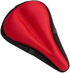 Bikeroo Comfort Bike Seat Cushion - Red Narrow Padded Gel Cover for Exercise, Mountain & Road Bikes, Universal Fit for Peloton & Stationary Bikes