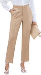 GRAPENT Womens Pants Casual Ladies Pants Comfy Pants Women Work Pants for Women Office Womens Business Casual Pants Dress Pants Women High Waisted Color Beige Size XL X-Large Size 16 Size 18