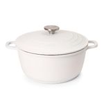 Casserole Dishes with Lid Oven Proof – Non Stick Deep Dutch Oven – Induction Cooking Pot – Oven Safe Aluminium Stockpot – 4L, 24cm, Cream – by Nuovva