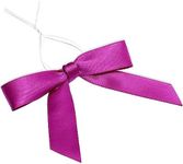 100 Pack Purple Satin Twist Tie Craft Bows for Gift Present Wrapping, Treat Bags Packaging, 3 in