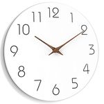 Mosewa Wall Clock 12 Inch Silent Non Ticking Wood Wall Clocks Battery Operated - Wooden White Modern Office Simple Minimalist Clock Decorative for Kitchen,Home,Bathroom,Living Room(12" White)