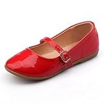 Nova Utopia Toddler Little Girls Dress Ballet Mary Jane Bow Flat Shoes, Nf60a N - Red, 12 US Little Kid