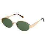 ELEGANTE Retro Round Oval Sunglasses for Women & Men Trendy Metal Sun Glasses Classic Shades UV400 Protection (C3 - GOLD - GREEN)