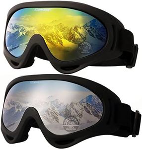 Ski Goggles Snow Sports Goggles Snowboarding Goggles Motocycle Glasses Cycling Glasses Sports Sunglasses (7. Black Frame, Revo Gold Lens; Black Frame, Silver Coated Lens)