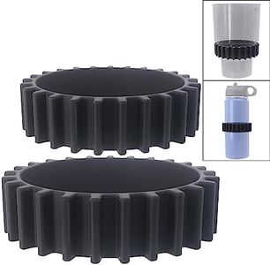 iSaddle Car Cup Holder Cup Keeper Beverage Bands - Silicone Elastic Car Cup Holder Gap Filler Compatible with Yeti Ramblers Hydro Flasks Most 12-46oz Bottles Soda Cans & Cup Holder Expander (2 Pack)